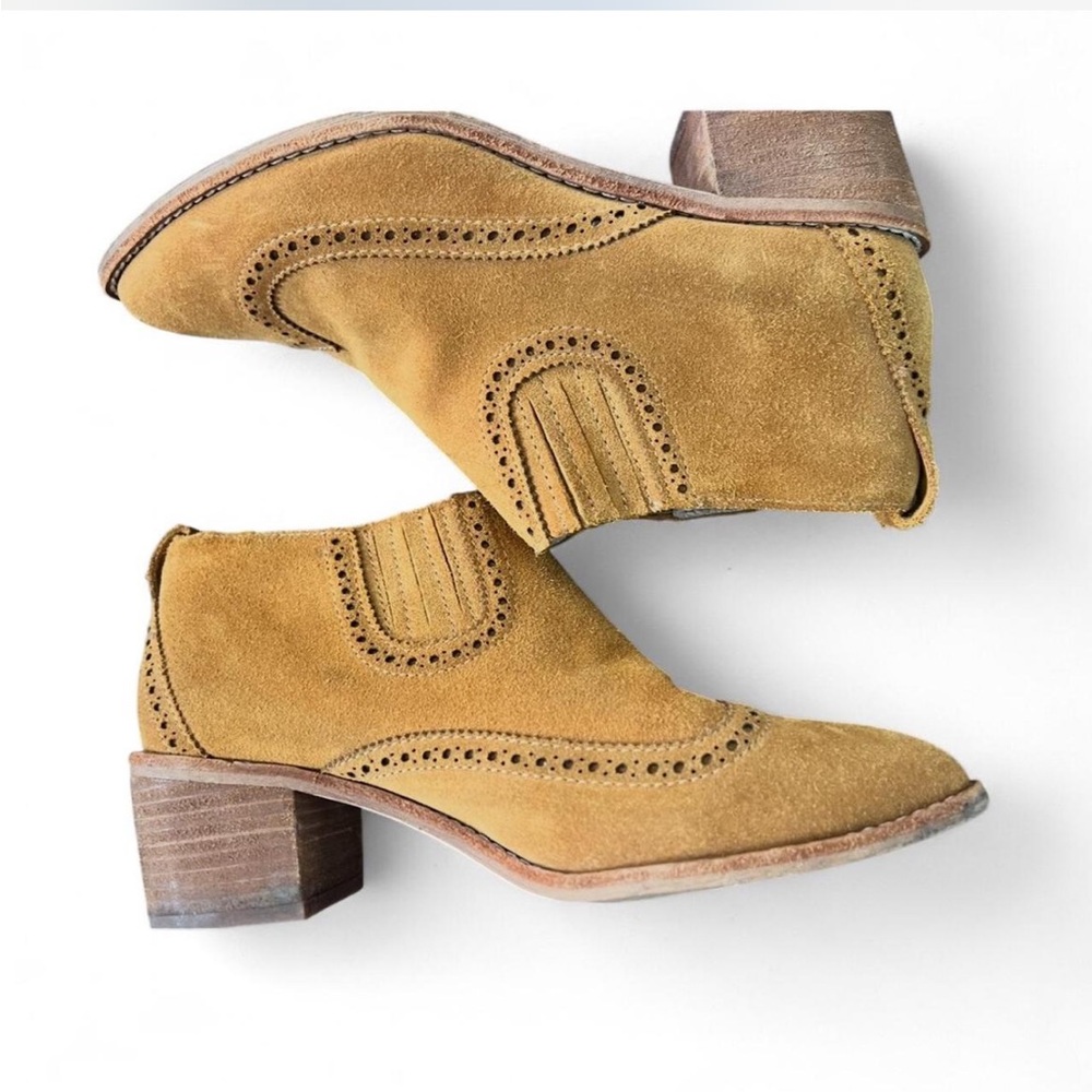 Madewell Mustard Suede Ankle Booties